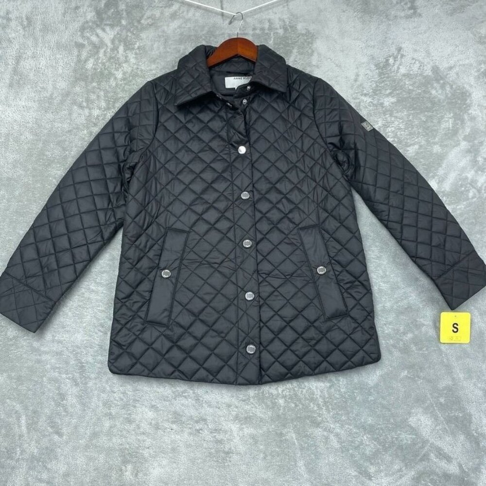 Anne Klein Womens Quilted Black Jacket Size Small Lightweight  d0919